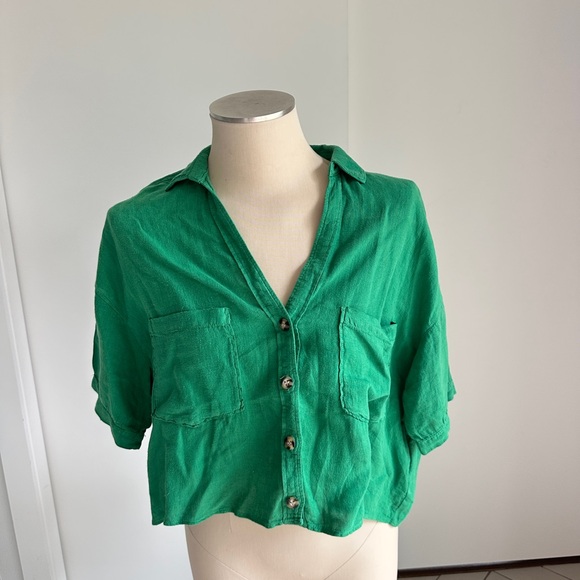 Zara Emerald Button-Down Shirt - Picture 3 of 4